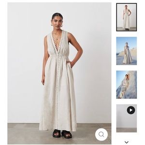 Joslin Melinda Linen Sleeveless Maxi Dress in Flax Size AU 8 US 4
